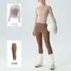 Conjunto de Yoga de Alta Gama para Mujer de Primavera y Otoño, Cubre-traje de Malla Protector Solar, Deportiva de Fitness de Cintura Alta Sin Líneas Visibles