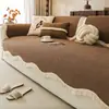 Almofada de sofá cor creme 2026 novo estilo chenille capa irregular tecido fixo antiderrapante resistente a arranhões de gato estilo quatro estações almofada de assento
