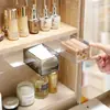 Caja de Almacenamiento de Hisopos de Algodón Montada en la Pared del Baño Caja de Almacenamiento Giratoria sin Taladro para Dormitorio Caja Pequeña para Pinzas de Pelo y Artículos Varios