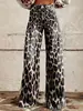 Pantalones largos de estilo retro 3D con estampado digital, corte holgado, para mujer, jeans acampanados de algodón puro, pantalones casuales