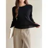 Sensación de Cero Presión 6% Lana Ge Ming Otoño Nuevo Top para Mujer Ropa Interior para Mujer Camiseta de Manga Larga con Cuello Redondo para Mujer SN657