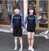Roupa de banho média e grande para meninos e meninas, calça de manga comprida, novo traje de mergulho dividido de secagem rápida com proteção solar, roupa de banho