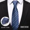 Corbata para Hombre Cremallera Azul Negocio Profesional Vestir Nudo Libre Moda Novio Boda Boda Banda de Mano Rayada Negra
