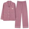 Pijama de invierno nuevo tipo cárdigan de algodón tejido tipo sándwich para mujer, de manga larga, holgado, de talla grande, sencillo, para el hogar