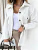 2025 Amazon Otoño e Invierno Transfronterizo Nuevo Chaqueta de Lana para Mujer de Manga Larga Elegante Color Puro Solapa Botones
