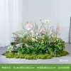 Arte Floral de Três Caracteres, Combinação de Paisagismo com Planta Verde Artificial, Decoração de Paisagem com Flores Artificiais, Vitrine de Arte Floral, Decoração de Pátio