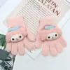 Guantes para niños otoño e invierno cálidos de medio dedo con tapa de dibujos animados lindos de punto con dedos descubiertos para bebé con forro polar engrosado para niños y niñas
