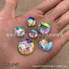 Atacado Redondo Malha Acrílico AB Fantasia Costurado à Mão Strass 4-36mm DIY Acessórios de Roupa Material Strass