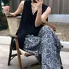 Pantalones Anchos de Cintura Elástica para Mujer, Nuevo Verano 2026 de Cintura Alta Versátiles Ropa para el Hogar Holgados de Pierna Ancha Estilo Perezoso Largo hasta el Suelo