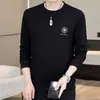 Sudadera con Capucha Jacquard de Manga Larga para Hombre Nueva de Primavera y Otoño, Top Casual de Cuello Redondo, Suéter Versátil, Camisa Base Atractiva
