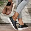 Zapatos Casuales Talla Grande para Mujer Amazon Primavera y Otoño Nuevos Planos Puntera Redonda Casual con Cordones Zapatos de Exportación