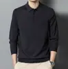 Suéter de Punto de Lana de Solapa Fino de Alta Gama para Hombre para Hombres Jóvenes y de Mediana Edad de Color Puro Suéter Base Camisa Polo