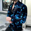 Moderna Camisa de Otoño para Hombre de Manga Larga con Estampado Digital 3D, Elegante Camisa Casual con Cuello de Solapa