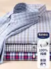 [100% Algodão] Novo Estilo 2026 Camisa de Algodão Puro Xadrez Não Amassa Manga Longa para Homens Primavera e Verão Casual Respirável Camisa Xadrez