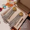 Pendientes de corazón Barbie zafiro de agua brillante pendientes de fila de circonita con forma de corazón chapados en oro de 18 quilates traje de pulsera de diamantes