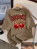 Estampado de Leopardo Cereza Diseño Creativo Camiseta para Mujer Algodón Camiseta Casual Verano Cuello Redondo Streetwear Suave Oversize Manga Corta