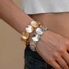 Pulsera Elástica Geométrica Metálica Plegada Personalizada Europea y Americana Pulsera de Mano Simple de Gama Alta de Nicho de Industria Pesada Transfronteriza