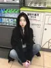 Sudadera con capucha informal holgada estilo Ins japonés y coreano para mujer, otoño e invierno, estilo coreano, holgada, forrada de forro polar, chaqueta cárdigan con cremallera para estudiante