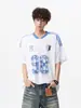 Camiseta de Jersey Estilo Deportivo Fina de Verano para Hombres y Mujeres, Malla Transpirable de Secado Rápido Manga Corta Holgada Casual Pareja Manga de Cinco Puntos