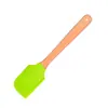 Espátula creativa de silicona con forma de diamante y mango de bambú, espátula de madera para crema para hornear, espátula de silicona para mantequilla de color para hornear