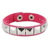 Pulseira Clássica Quadrada com Rebites de Venda Quente Transfronteiriça Personalidade Punk Couro PU Aço Inoxidável Fivela de Pressão Pulseira Pulseira