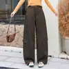 Calça de trabalho larga da moda feita sob medida para mulheres, novo estilo outono, cintura alta, com caimento elegante, efeito emagrecedor e bolsos grandes, estilo casual