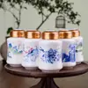 Botella de Miel Cerámica Roscada Tapa de Silicona Sellado Hermético Cuadrada Tapa de Rosca Tanque de Almacenamiento de Medicina China Lata de Té 700ml