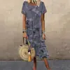 Roupas Middy Femininas 3D Estilo Antigo Impressão Digital Verão 2024 Super Grande Praia Manga Curta Elegante Comércio Exterior Transfronteiriço