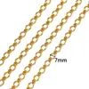 Cadena de Acero Inoxidable de 7 mm Grabada Lateralmente Cadena Chapada al Vacío en Oro de 18 Quilates Accesorios para Collar Pulsera DIY Cadena de Acero Inoxidable