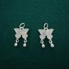 Prata Pura 999 Estilo Chinês Retro Pingente Sino Borboleta Pulseira de Corda Trançada com Contas Artesanal Pingente para Colar Acessórios de Prata