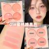 Minshzee Ming Xizhi Paleta de Rubores de Cuatro Colores Blanqueadora Color Natural Paleta para Contorno Rubor Mate Paleta de Rubor Morado Transfronteriza