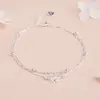 Ticky disparo real simple pulsera de plata de ley 925 doble flor de cerezo femenina pequeña fresca flor Mori viajero Joker