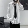 Camisa de traje de influencer muy de hadas para hombre, holgada, moderna, de alta gama, coreana, con caída, chulo, guapo, diseño de manga larga, sentido del diseño, camisa