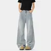 Estilo Novo Primavera 2026 Jeans Americano Retrô Desconstruído Scimitar - Tecido Jeans 320g Calça Longa Reta Solta