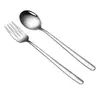 Aço Inoxidável 304 Colher Garfo Estilo Coreano Cabo Longo Colher de Mistura Colher de Sobremesa Colher de Sopa Colher de Jantar Doméstica Colher Grande