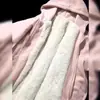 Chamarra sudadera hecha a medida, forrada de polar y engrosada para mujer, nuevo estilo otoño/invierno, con capucha, adecuada para figuras petite, con cierre de cremallera