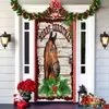 Decoración de Cubierta de Puerta de Navidad Tela de Fondo Verde de Navidad Cubierta de Puerta de Navidad Colgante de Puerta Decoración de Fiesta de Año Nuevo Tapiz de Cubierta de Puerta