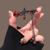 Grampo Bico de Pato Espinho de Rosa Borboleta Retrô Franja com Borla Presilha Lateral Novo Estilo Chinês Grampo para Franja Acessório de Cabelo