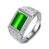 Kaiwei sobre anillo extraordinario dominante para hombre con diamante negro noble y elegante conjunto ágata negra obsidiana anillo para hombre