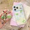 Funda de Teléfono Móvil Estilo Coreano Verano Playa Árbol de Coco Manzana 18Promax Adecuada para Iphone16Pro Doble Capa 15Pro17