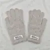 Guantes de Punto Cálidos de Moda Transfronteriza Estilo Coreano para Estudiantes Femeninas Color Sólido Otoño e Invierno Ciclismo y Conducción Guantes Cálidos Simples sin Dedos