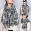 Cachecol Quente de Algodão para Outono e Inverno, Xale Decorativo para Fotos de Viagem, Lenço Turbante Estilo Étnico, Lenço de Seda com Franjas