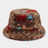 Amazon Nuevo Otoño e Invierno Felpa Engrosada Cálido Sombrero de Pescador para Mujer Patrón de Amor Sombrero Casual para el Sol Sombrero de Cubeta para Pareja