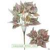 [5 Cabezas de Hierba Grande de Tres Lóbulos] Planta Verde Decoración de Rama Única Balcón Fondo Interior Plástico Flor y Hierba Artificial Artesanía