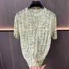 Nueva Camiseta de Malla Fresca de Verano para Hombre, Delgada y Transpirable, Estilo Coreano Moderna Tie-dye de Manga Corta Versátil Top de Celebridad de Internet