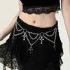 Cadena para la cintura con colgante de cruz recortada personalizado transfronterizo europeo y americano, cadena sexy con borla, cadena corporal, cadena para la cintura