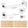 Rack de Armazenamento de Banheiro Popular Transfronteiriço em Aço Inoxidável Conjunto de Cinco Peças Suporte para Toalhas e Papel Higiênico Gancho Conjunto de Racks de Armazenamento Quadrados