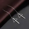 Pendientes de Hilo Geométricos Triangulares de Plata de Ley para Mujer, Diseño Largo de Borla Que Hace que el Rostro Parezca Más Delgado, Diseño Único, Pendientes Elegantes y Versátiles