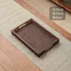 Bandeja de té casera para teteras, tazas de té, frutas, plato de postre de alta gama, posavasos tejido de bambú con asa octogonal
