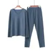 Roupa íntima térmica masculina de veludo terno masculino roupas de outono calça comprida camiseta térmica forrada com fleece espessada